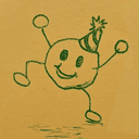 Drawing of a Pea in a Party Hat